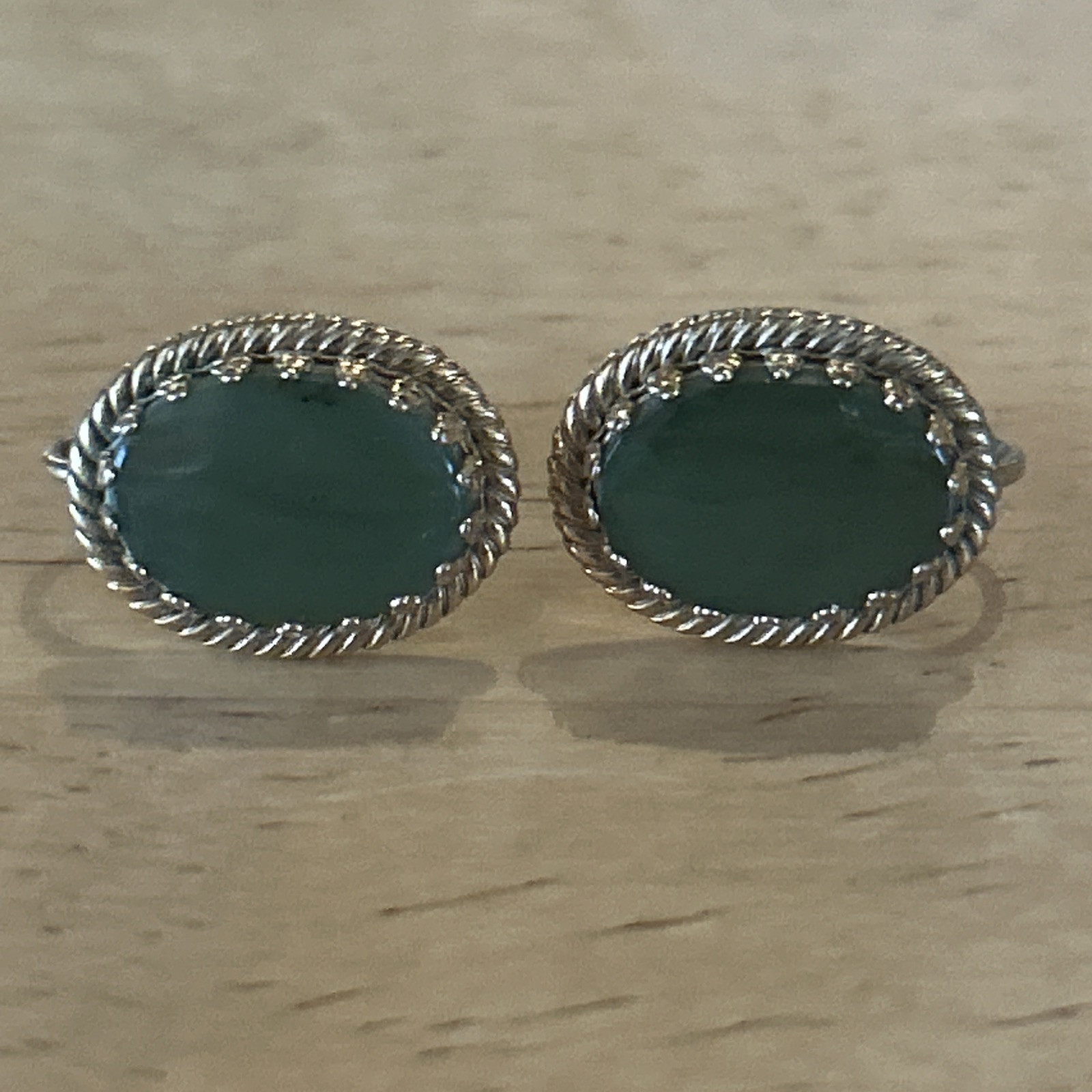 Vintage Jade (?) Screw Post Clip Earrings 1950’s