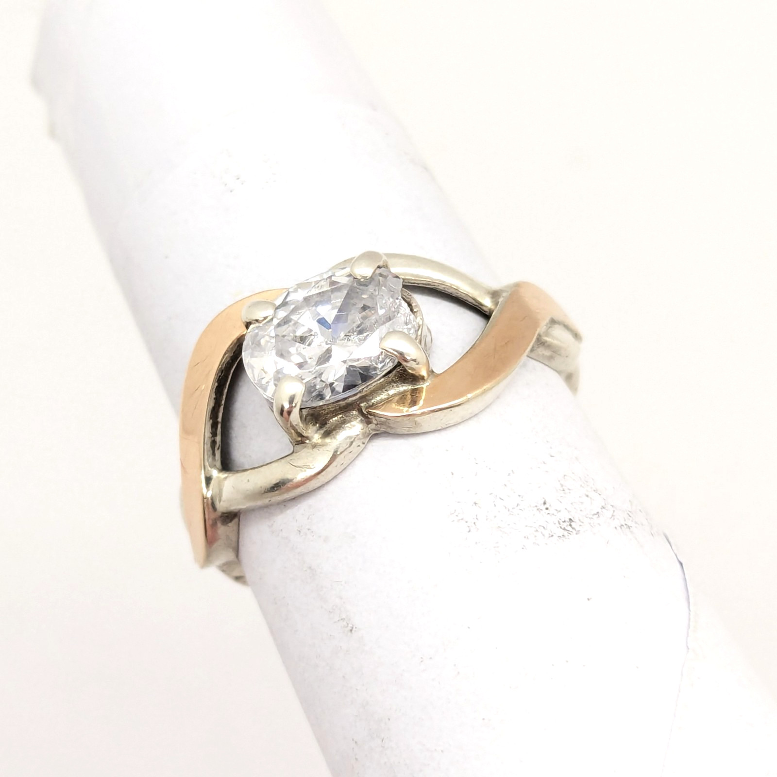 Vintage Luxury RING Silver 925 with Gold Inlay 375 -size: 7.5US (17.5mm)| UA #21