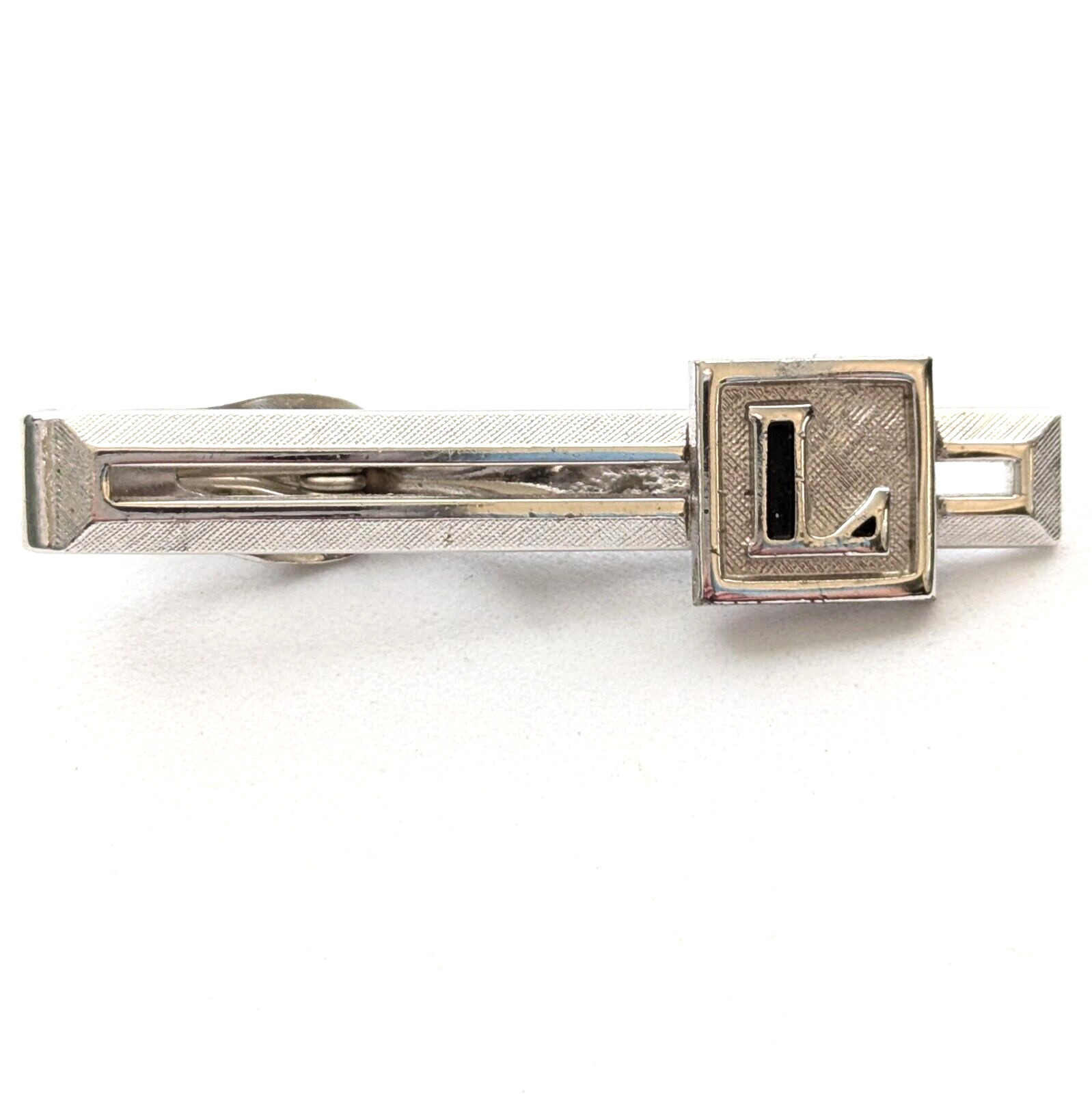 Swank L Initial Tie Clip Signed Mid Century Men’s Suit Formal Accessories