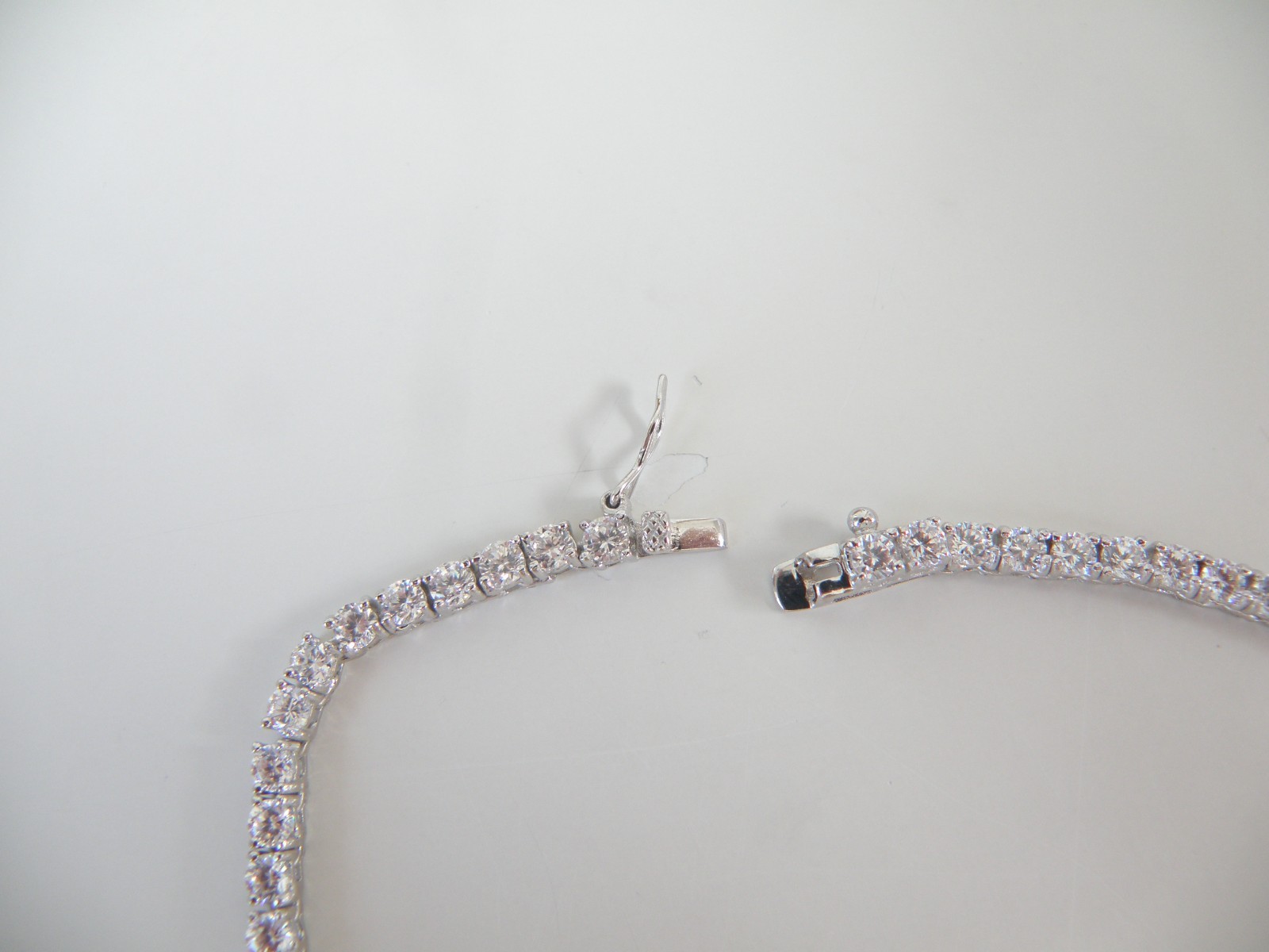 Vintage Sterling Silver 925 Cubic Zirconia Tennis Necklace Fits 18″