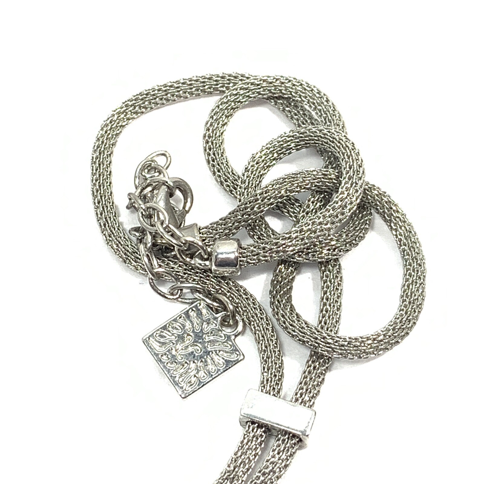 VTG ANNE KLEIN Silver Tone MESH CHAIN Lariat NECKLACE Bar 20″