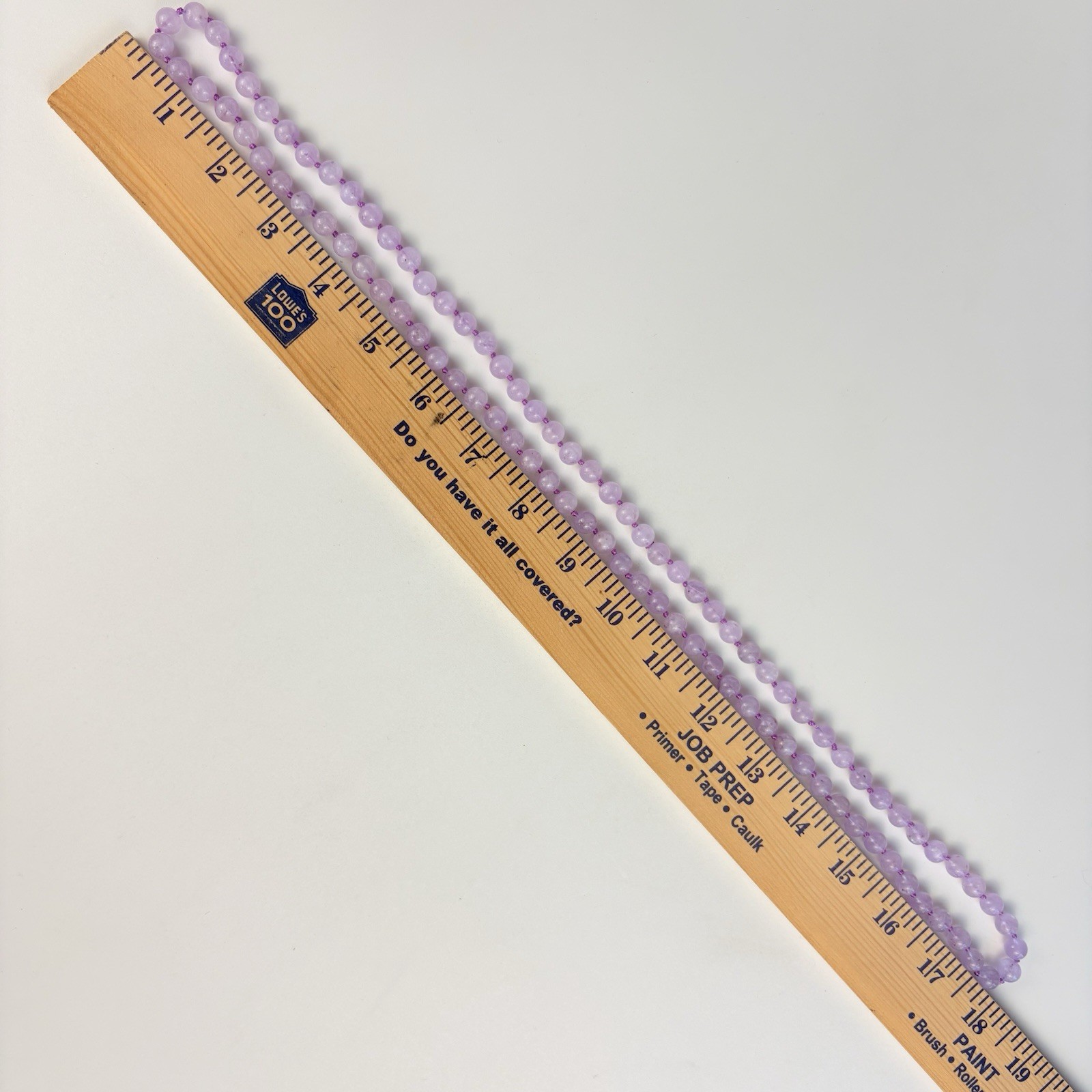 Vintage Pale Lavender Amethyst Bead Individually Knotted Strand 36” Necklace 75g
