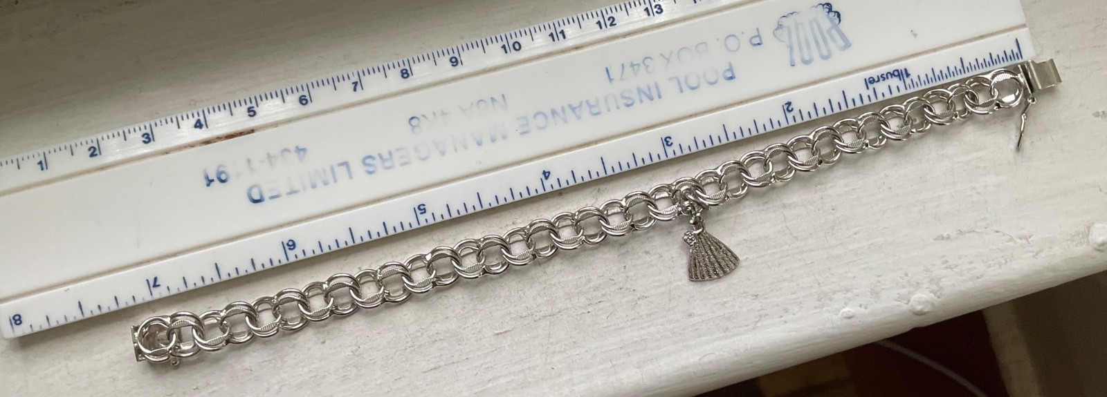 Vintage DYNASTY USA Starter SILVER CHARM BRACELET Wearable 7 1/4” Engraved
