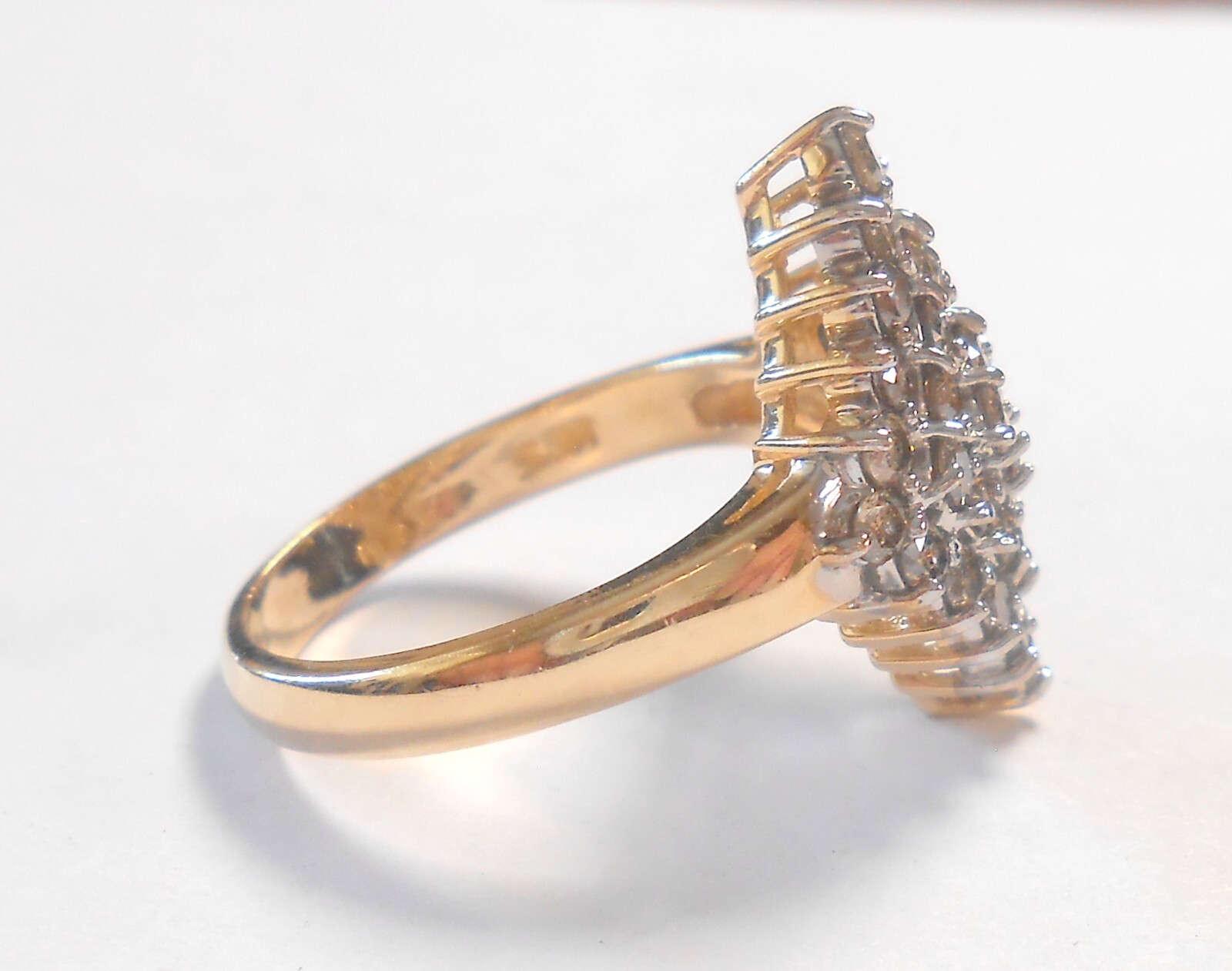Wide 1.08ctw Champagne Diamond Cluster 10K Yellow White Gold Ring Size 6.75