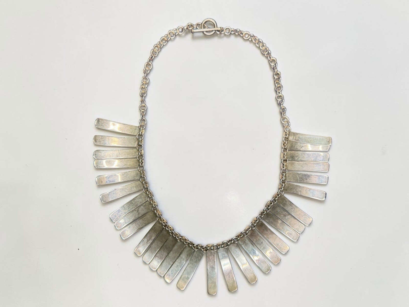 Dominique Dinouart DDD Mexico 925 Silver Textured Fringe Cleopatra Necklace 70g