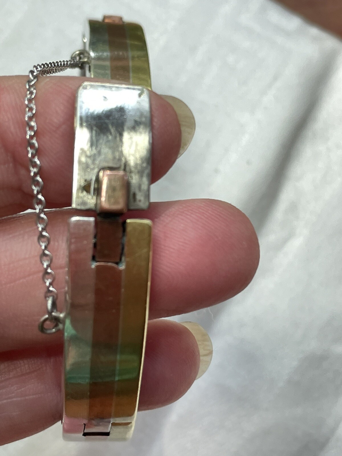 Los Castillo Taxco Mexico Silver Metales Casados Modernist Bracelet 56.6 g