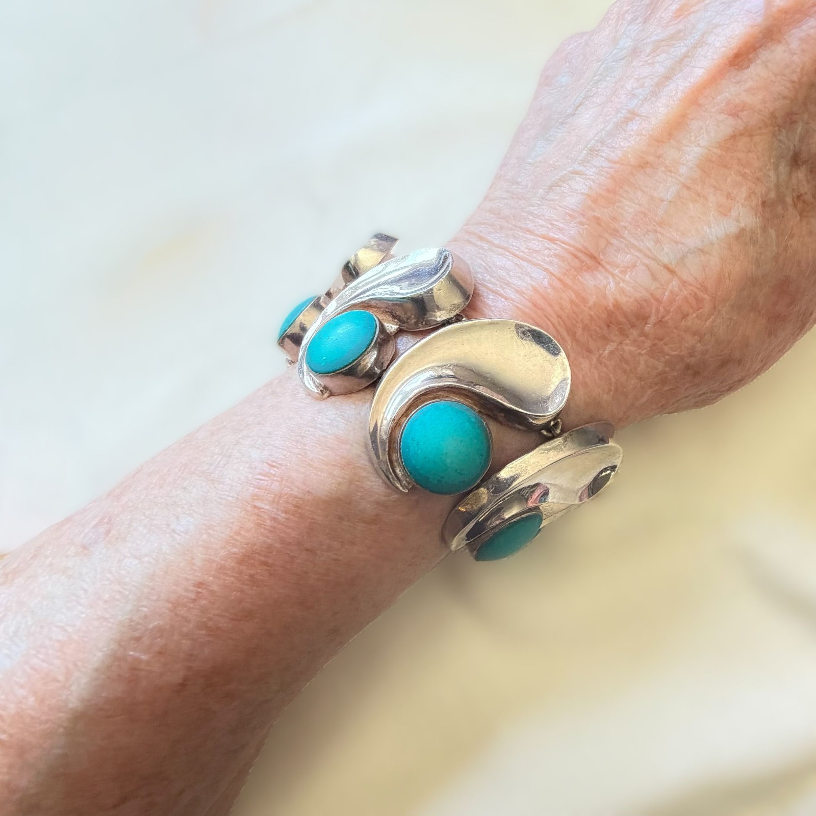 RARE Vintage Antonio Pineda & Los Castillo Sterling Silver Taxco Bracelet 127G