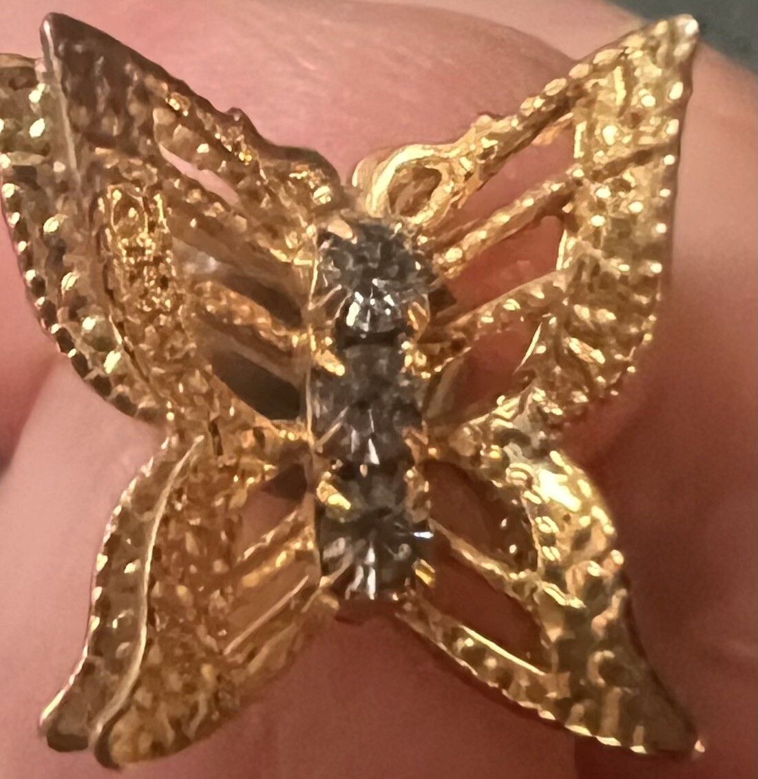 Vintage Avon Gold Tone Rhinestone Butterfly Post Earrings Holidays Every Day