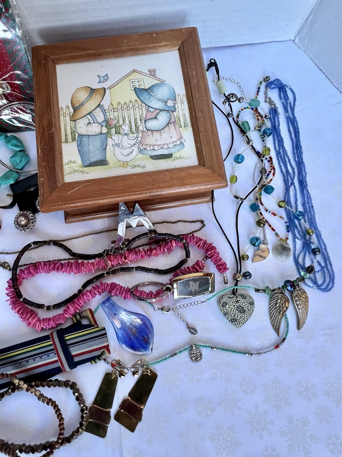 Jewelry Box With Jewelry Lot 1lb 8oz Vtg Ceramic Wood Box Jewelry & More!