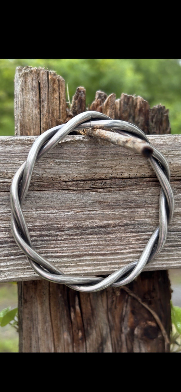 Vintage Sterling Silver Twist Solid Bangle Bracelet Size 7 & 1/2 Weight 18G