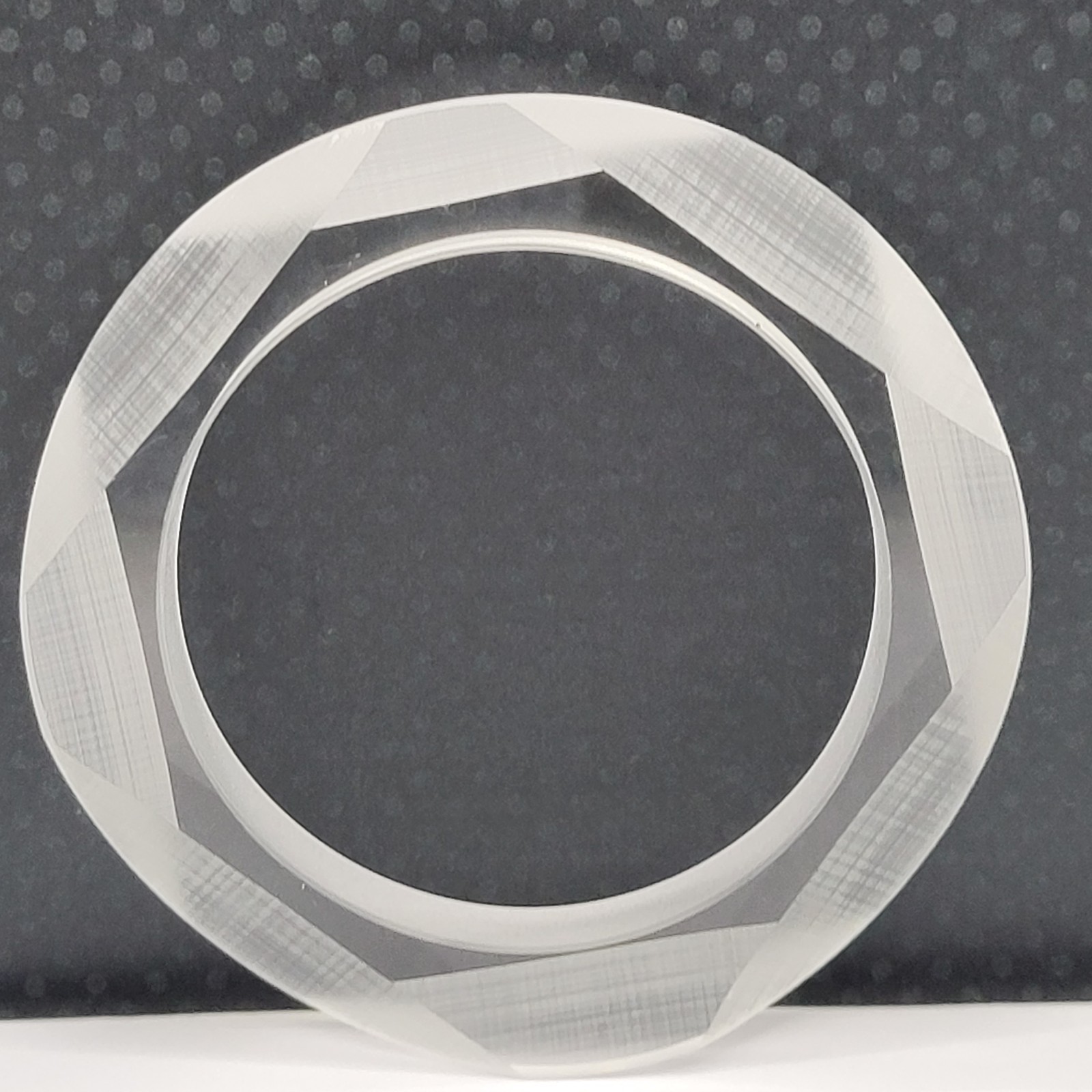 Clear and Frosted Laser Cut Angled Sides Acrylic Bangle Vintage Bracelet 8 Inch