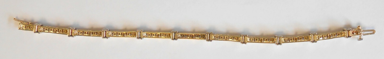 49 Champagne Diamond 14K Yellow & White Gold Tennis Line Heavy Bracelet 6.75″