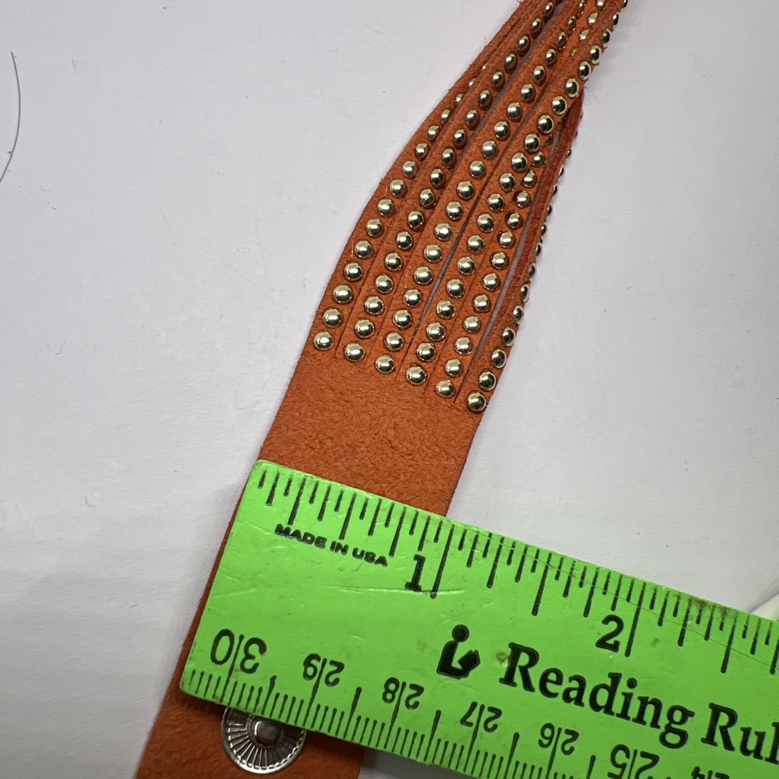 Vintage Boho Orange Suede Studded Wrap Choker 14”-15” Necklace Multi Strand