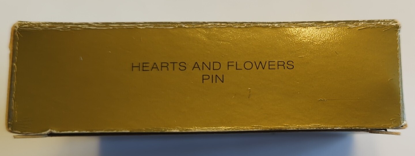 Avon Vintage Hearts and Flowers Pin Lavender Pink Yellow.