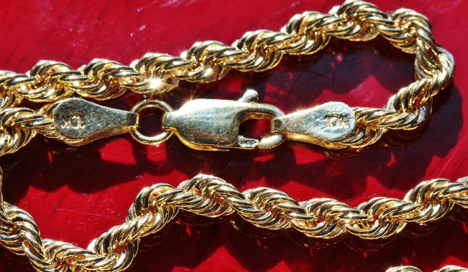 10k yellow gold bracelet 7.0″ rope chain vintage 1.6gr