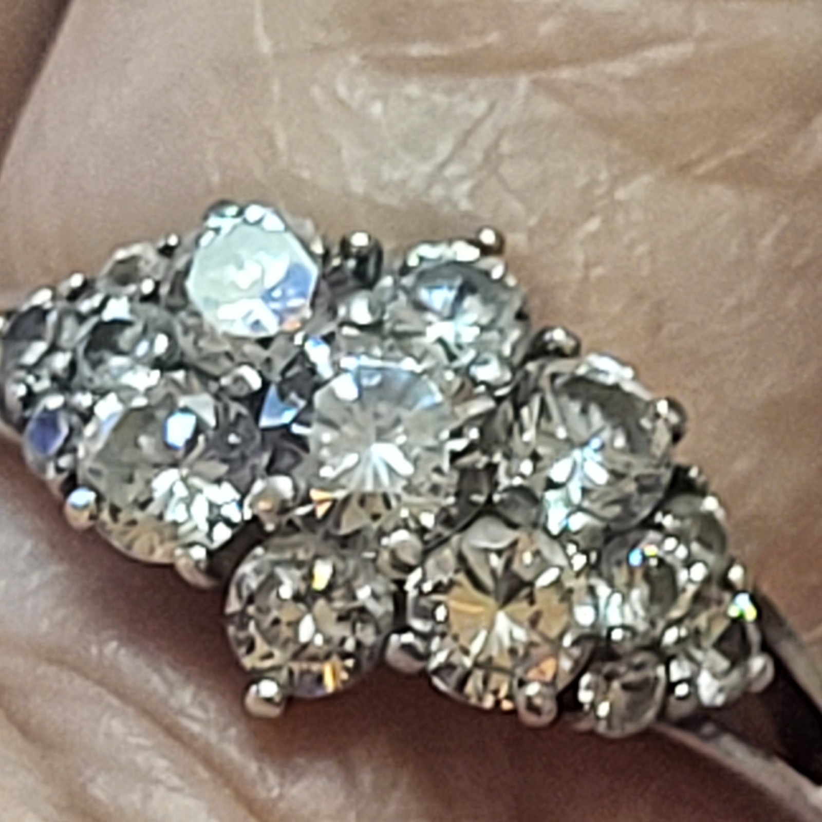 Vtg 925 Cluster Ring Round Brilliant Sterling Silver Cubic Zirconia Floral Sz 10