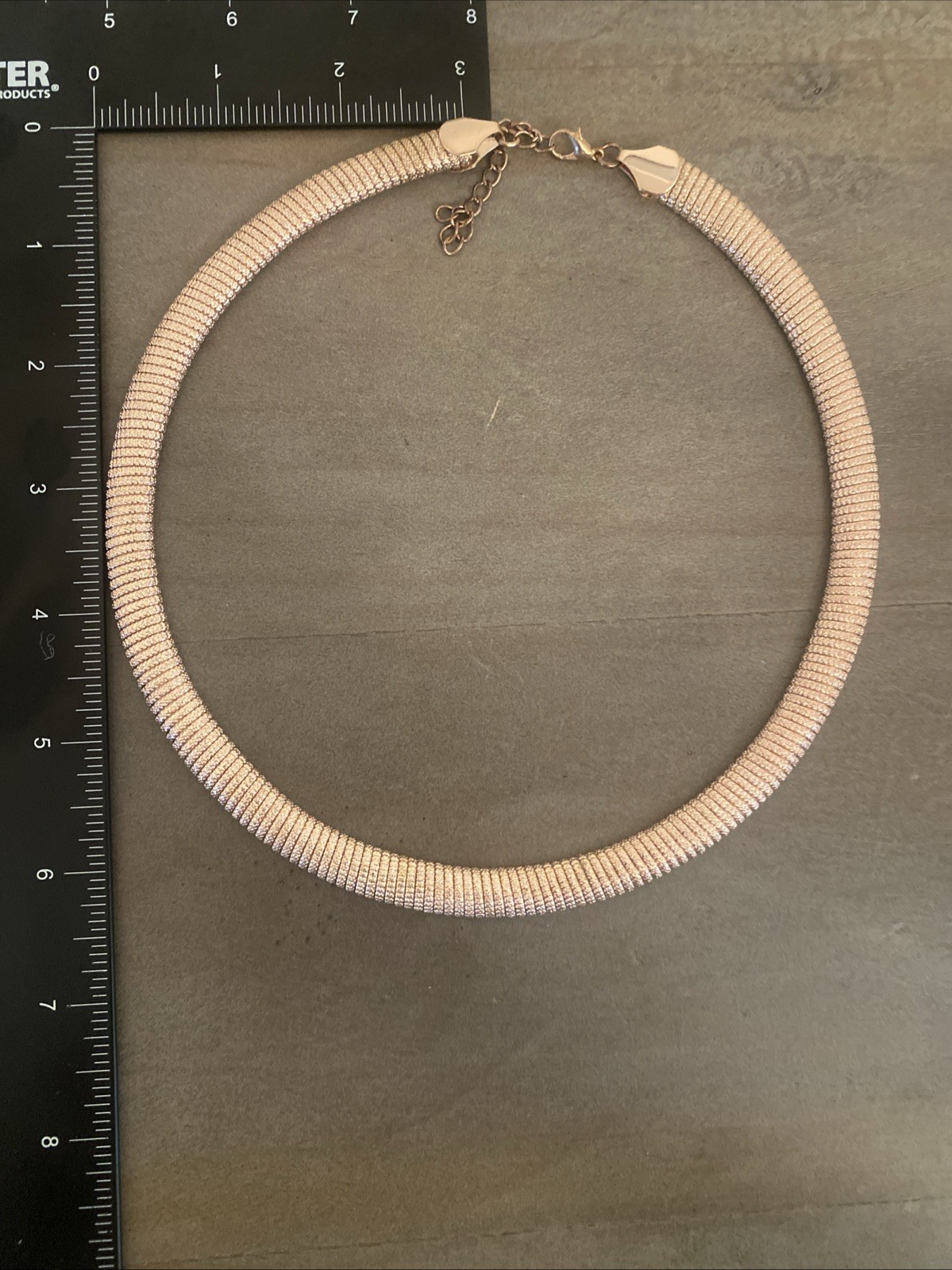 Necklace Rose Gold Collar Statement Choker Torque Ribbed Bold Modern Y2K 2000s