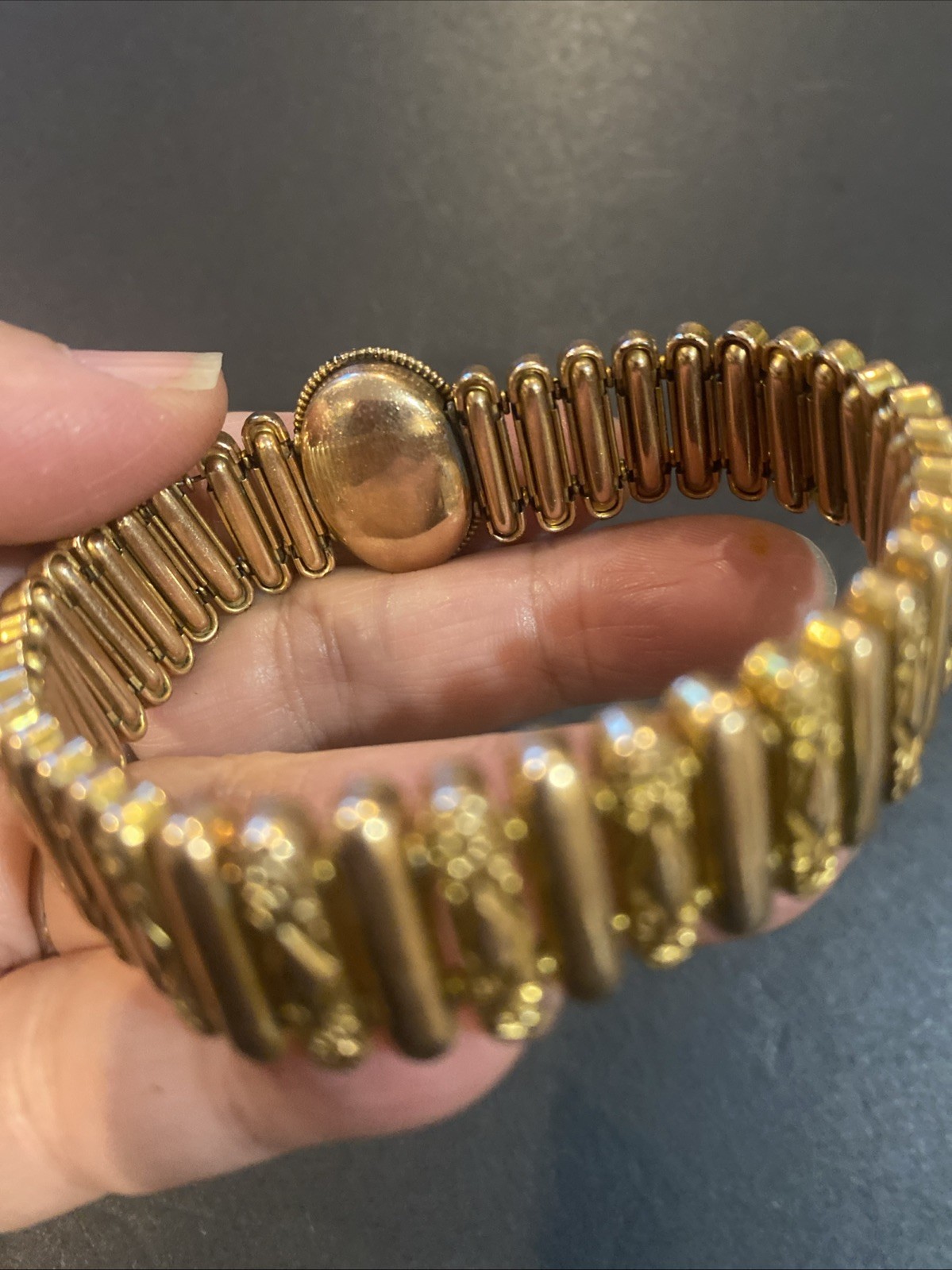 Antique Victorian AAG Co Gold Filled Sweetheart Expansion Bracelet Monogram