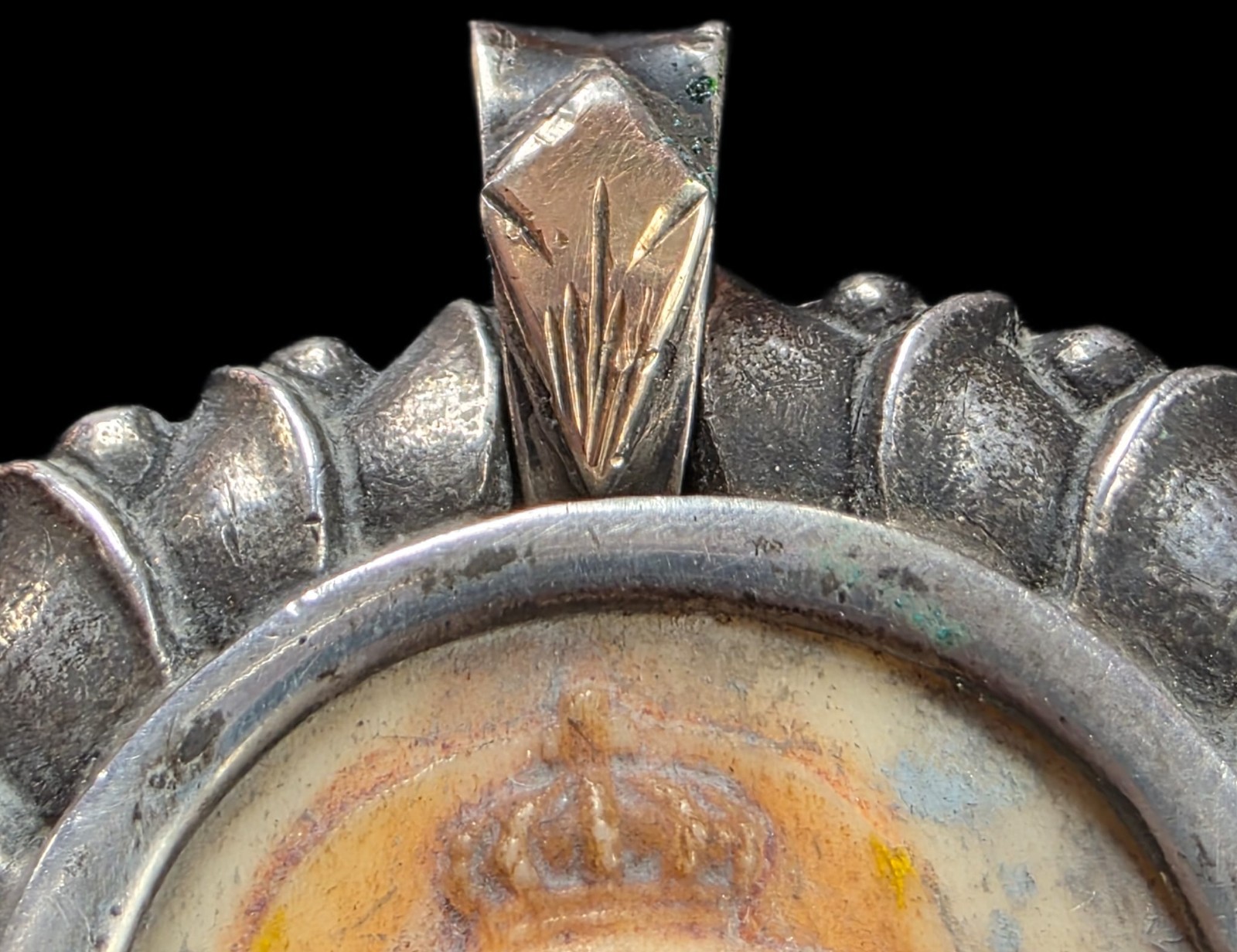 Fine Antique Art Nouveau Silver Gold Madonna Virgin Mary and Jesus Pendant C1900