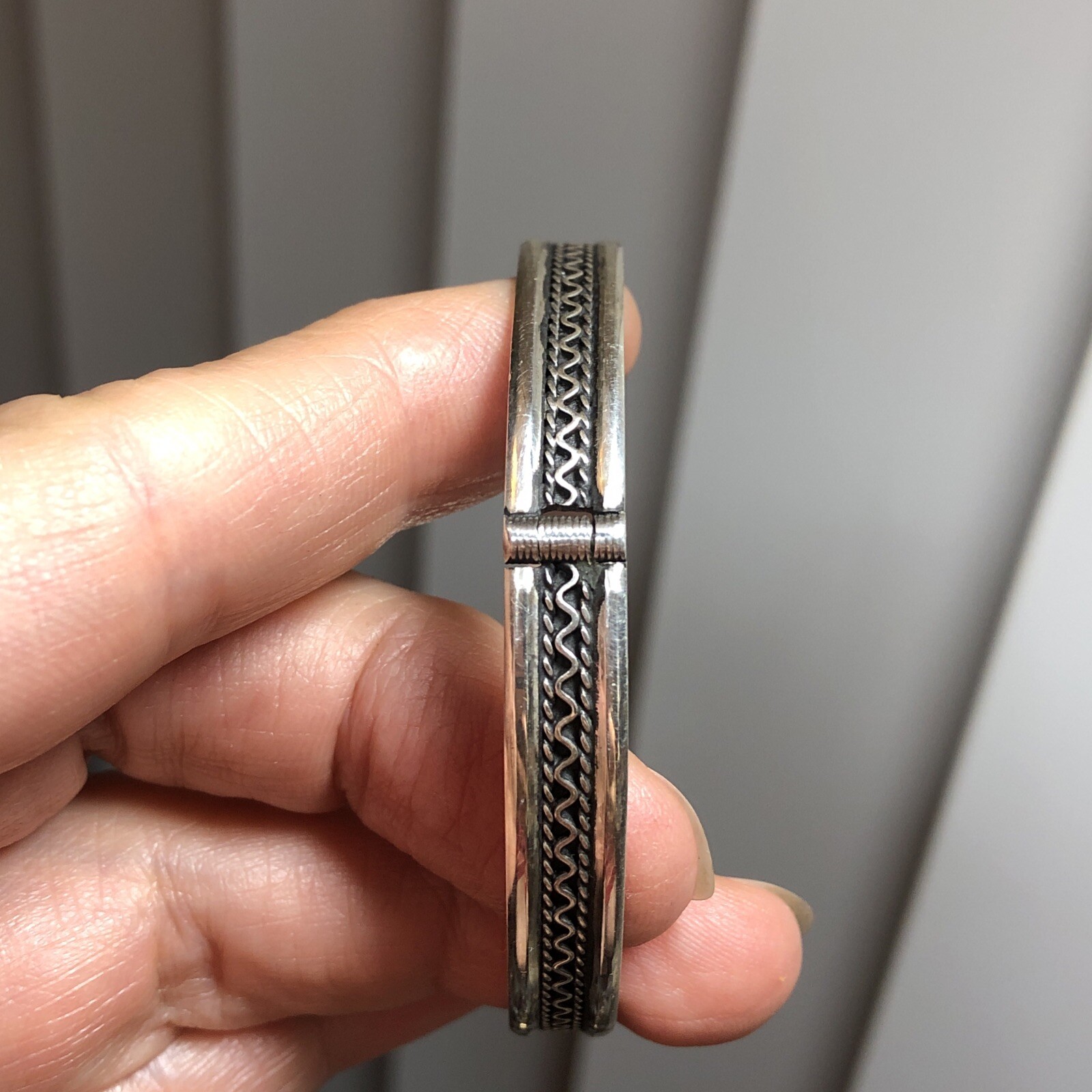 20. Vintage 925 Sterling Patterned Stick Pin Lock Bangle TWO Bracelets 7″-7 1 4″