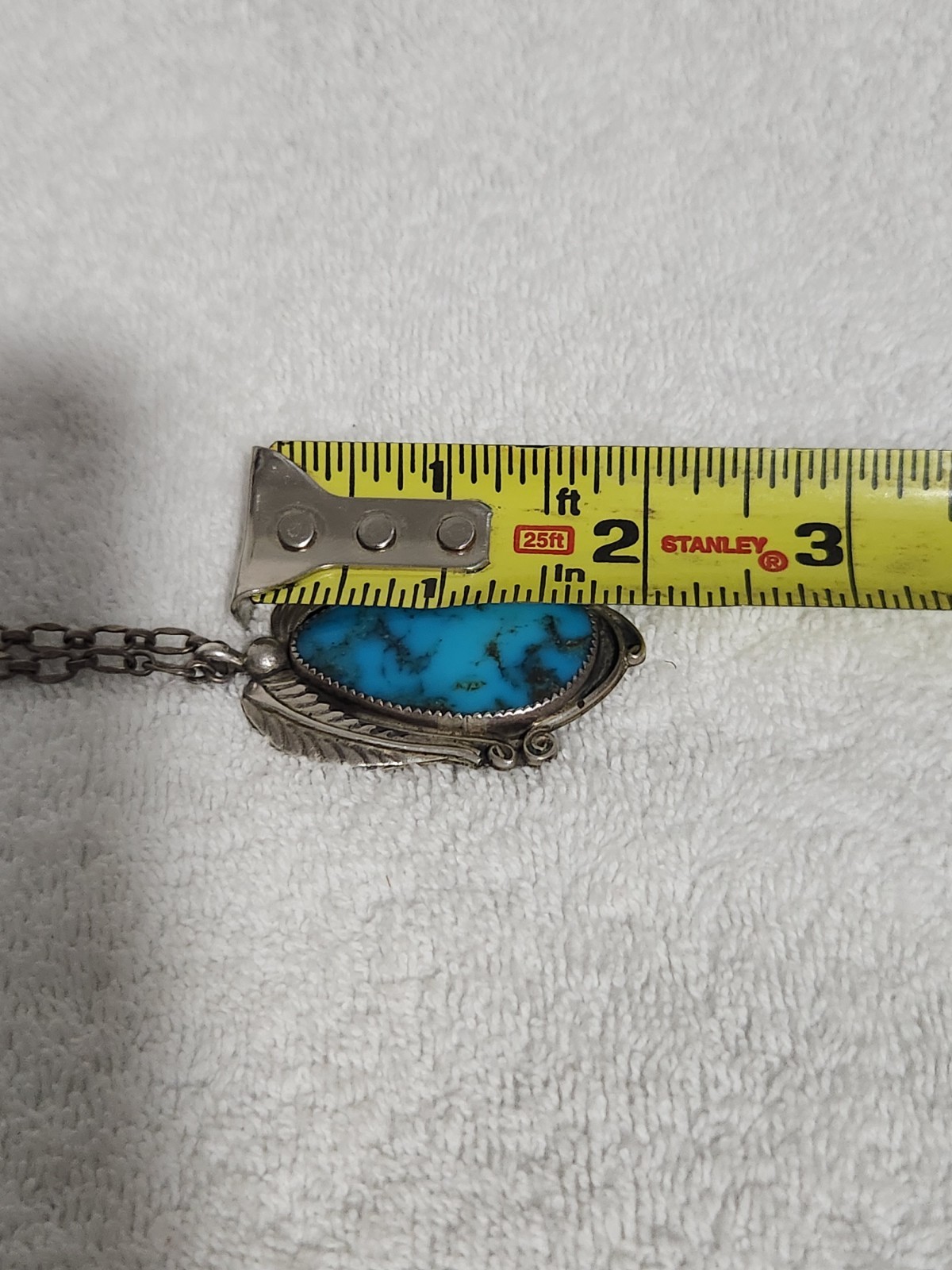 Navajo Sterling Turquoise Necklace 22 Inches. Signed CT ” Vintage