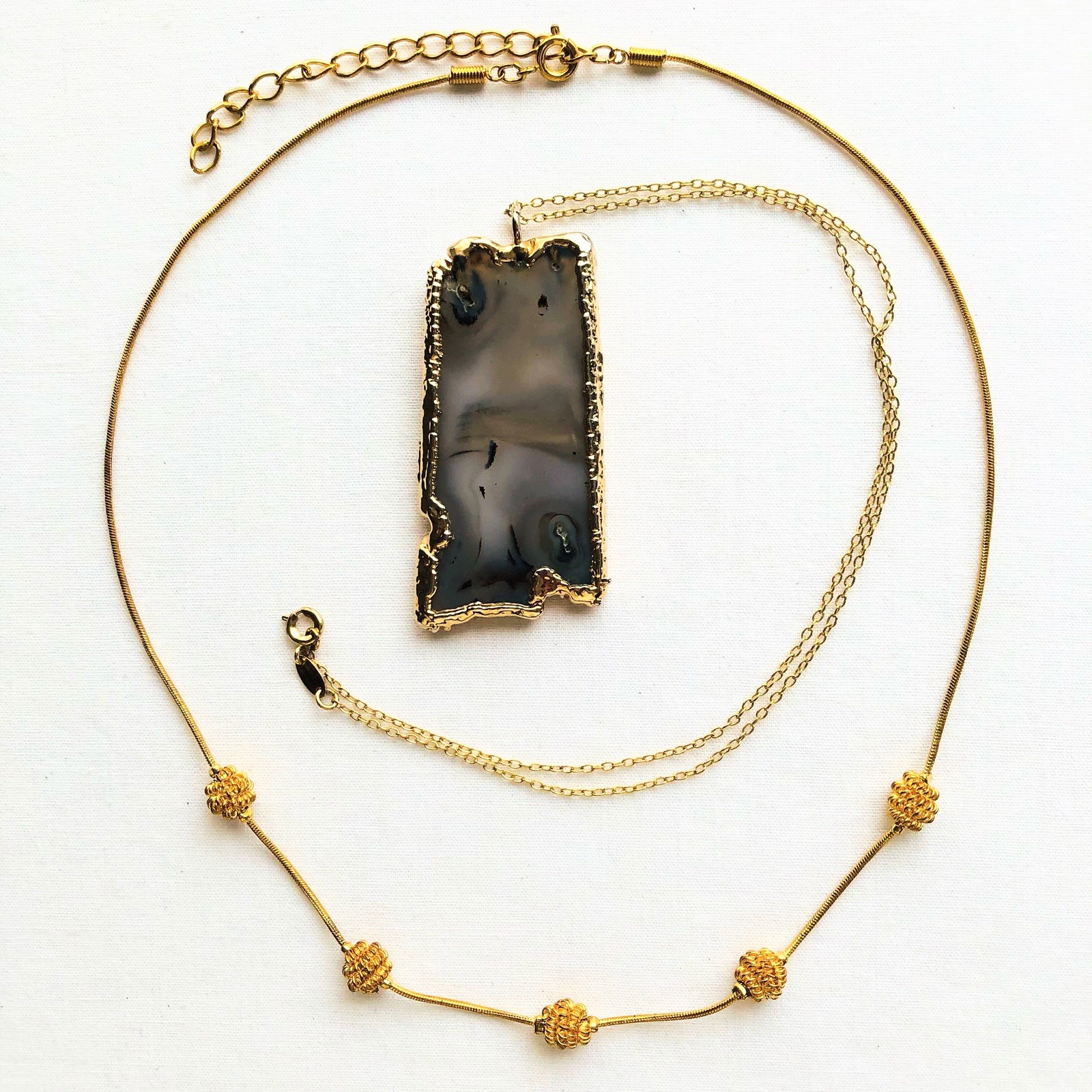 Layered Geode Pendant Station Necklaces Vintage Nature Statement Jewelry Gift
