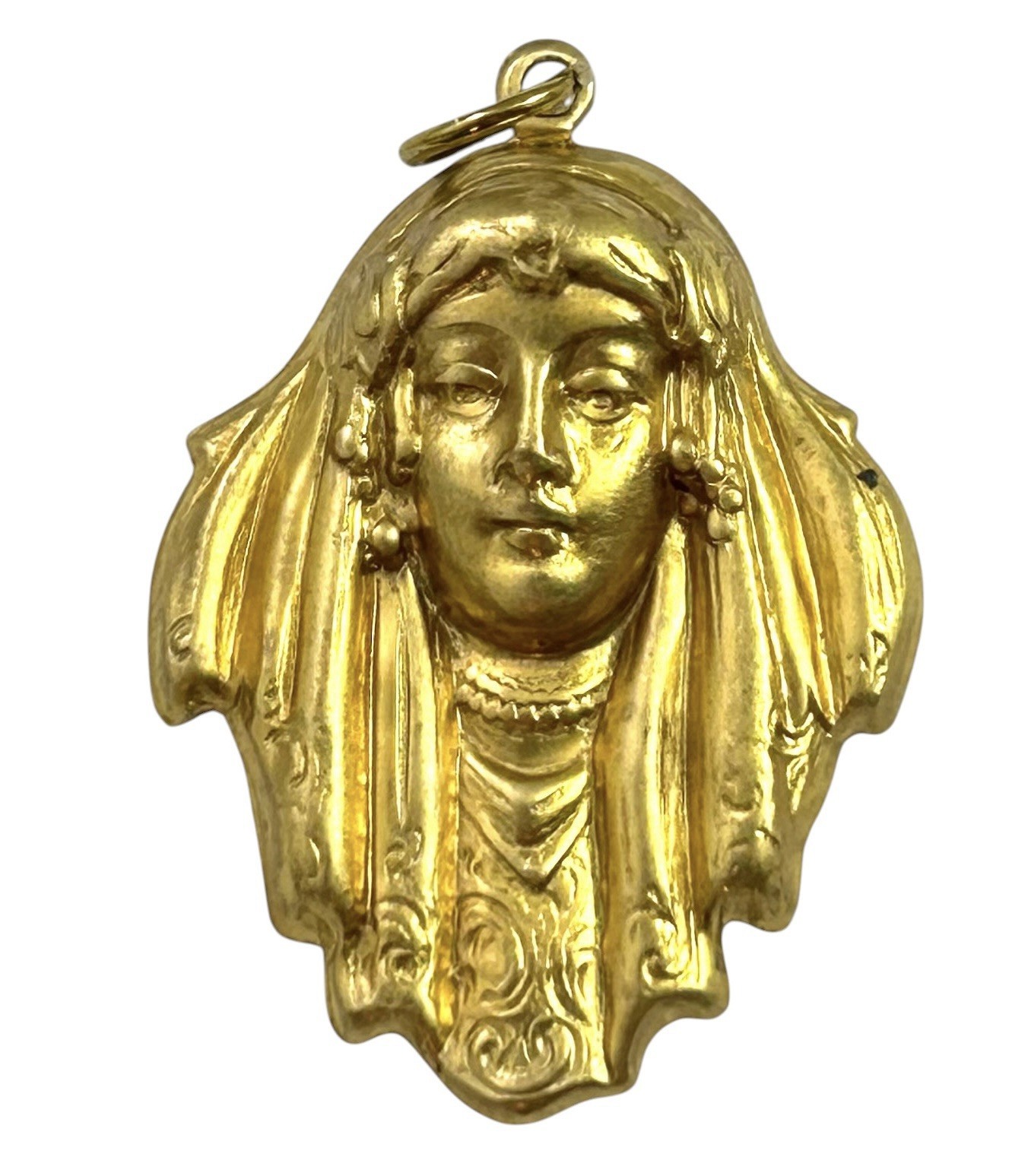 Vintage Charm Art Deco Style Woman Pendant Brass Metal Stamping Vintage Jewelry