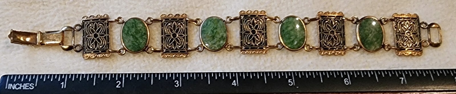 Jadeite & 1/20 12K Gold Filled 1934-1950’s Bracelet by Binder Brothers