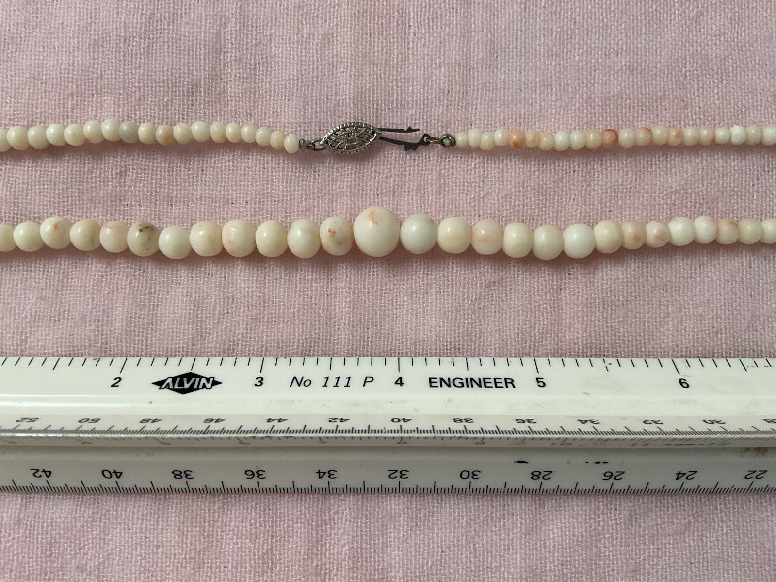 Antique Vintage Angel Skin Coral Necklace Graduated 16 Inches Genuine