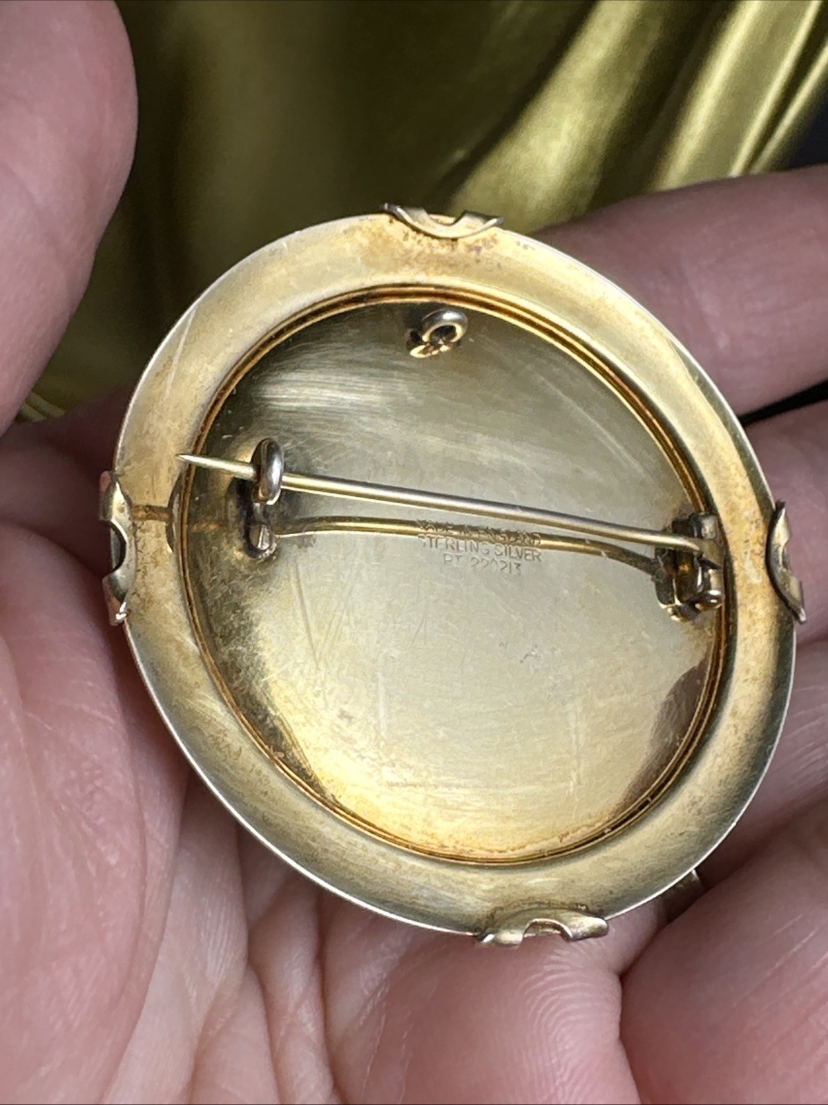 After Gainsborough gold over sterling silver made in England brooch