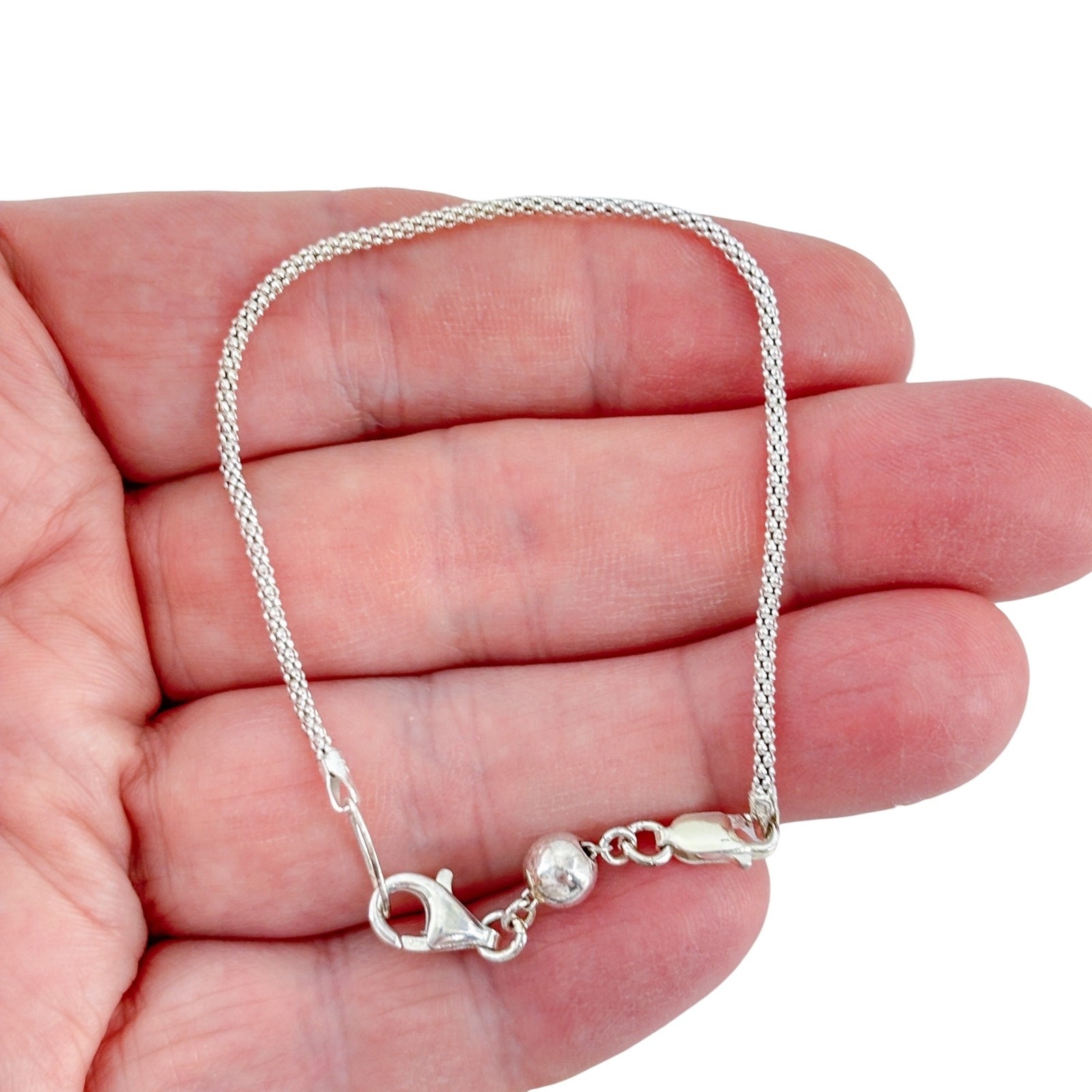 Vintage Sterling Silver 925 Popcorn Chain Bracelet 7.5″