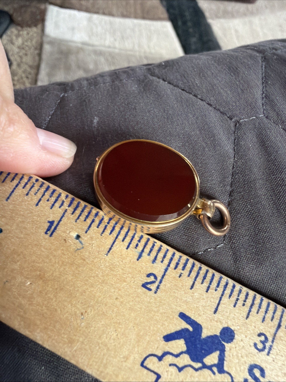 Victorian 9.3g Heavy Solid 9ct Gold Patented Locket Pendant Bloodstone Chip
