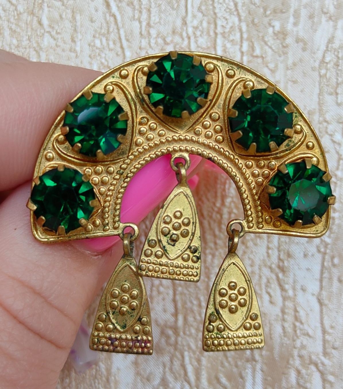 Vintage set of Soviet Czechoslovakian brooches with stones, 2 pcs. USSR.