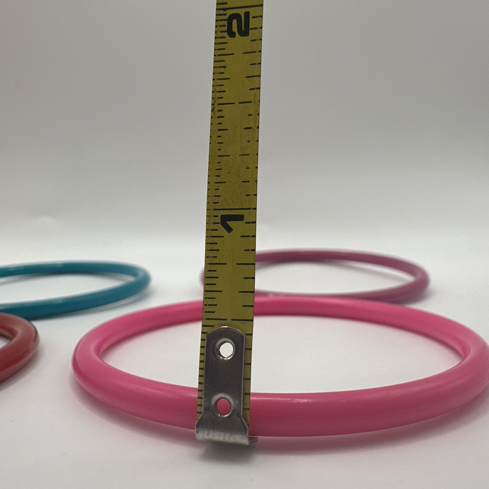 Vintage 1980 Plastic Bangle Bracelet Lot of 6 Teal Pink Yellow Red Stackable