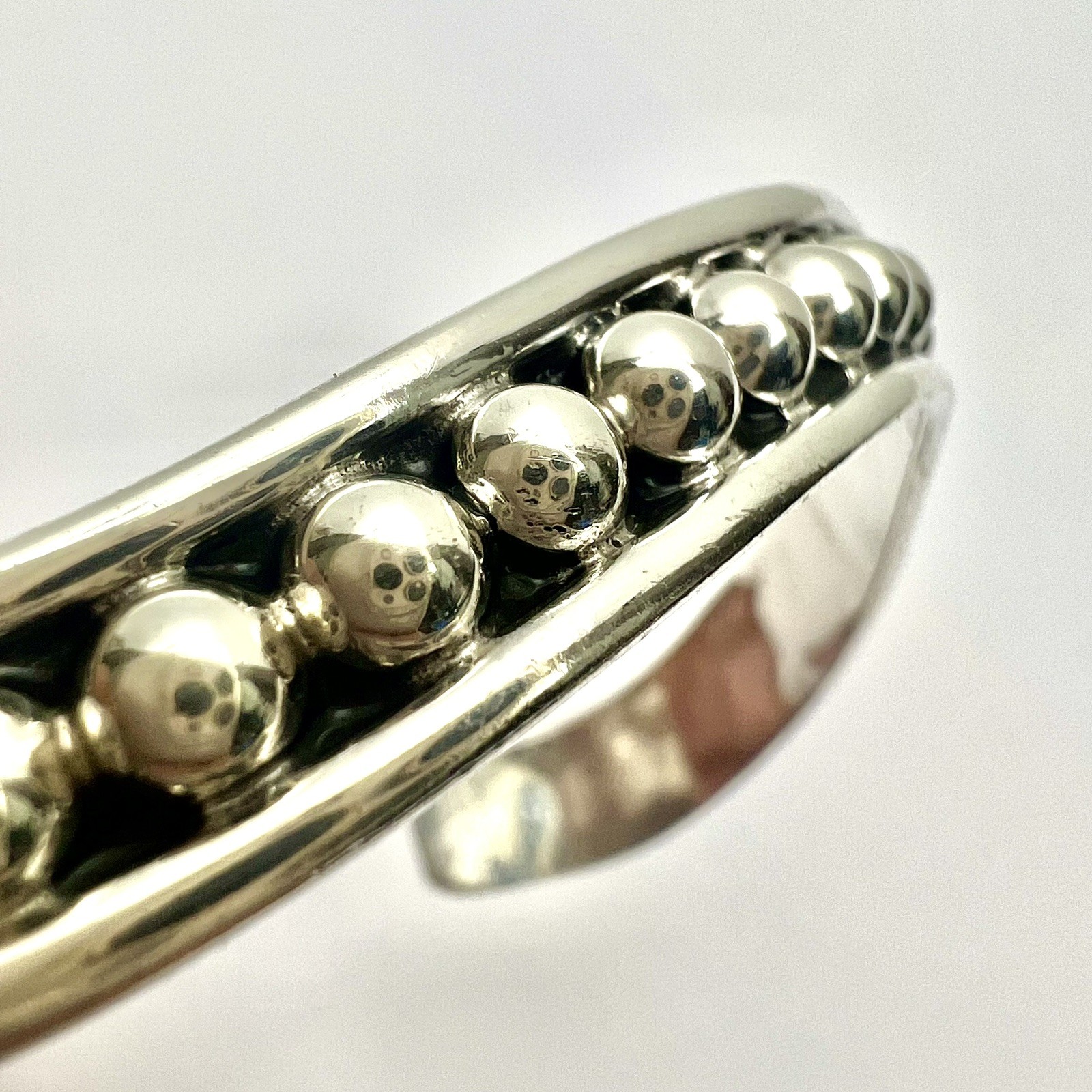 Vintage Sterling Silver 925 Cuff Raised Bead Bracelet ATI Mexico 22.7g