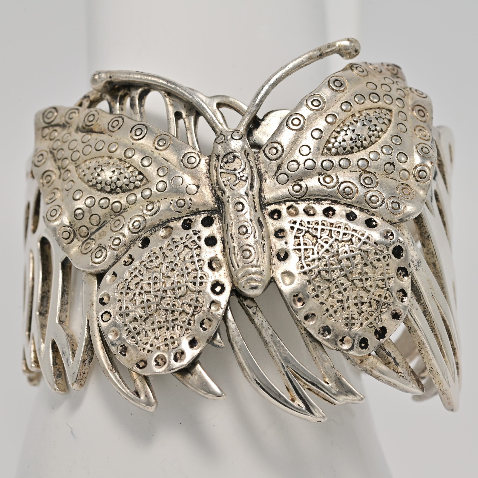 Antique Vintage Original Designer MCM Silver Butterfly Cuff Estate Bracelet