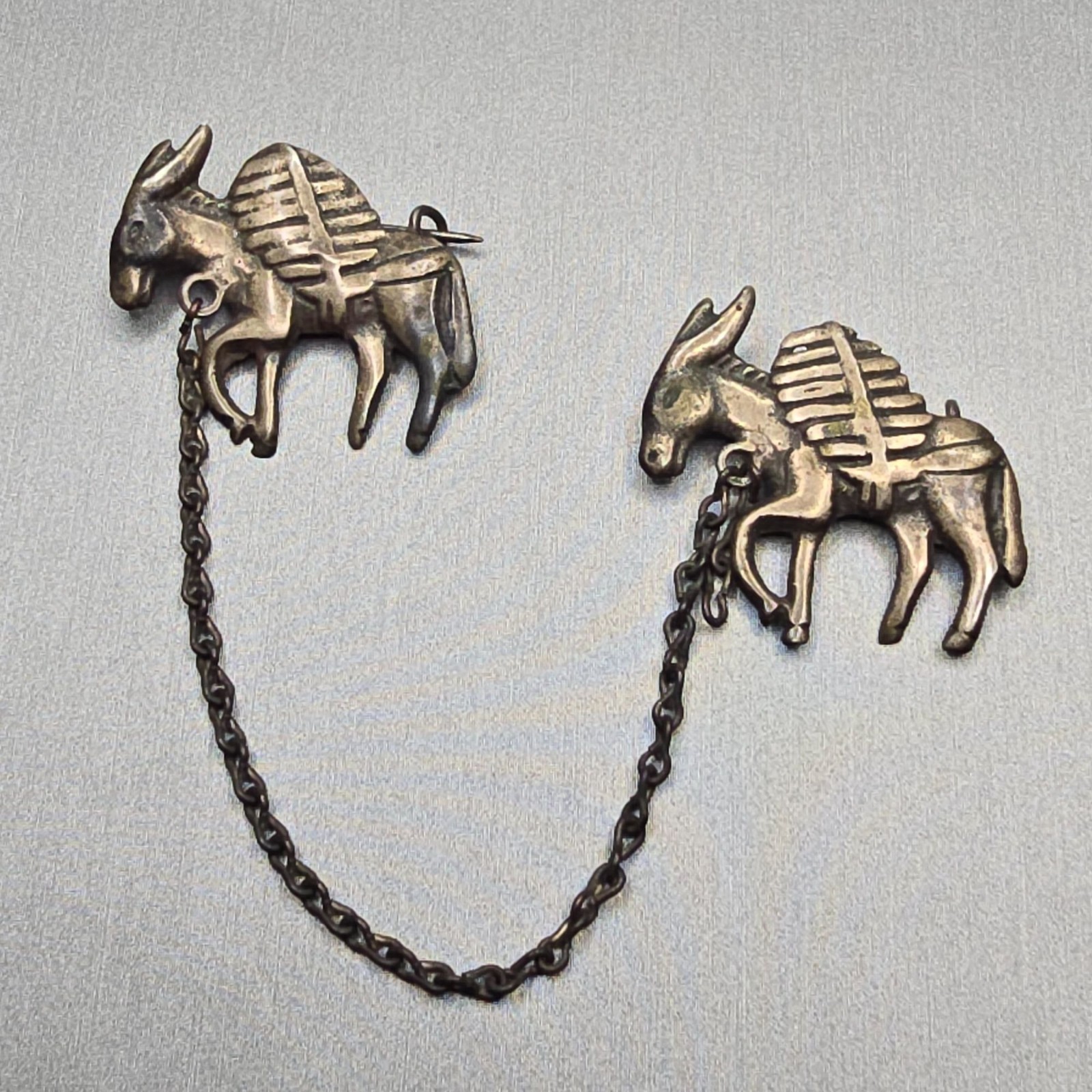 VTG Los Castillo Silver Donkey Brooch Partial 2 Mule Pin Mexico