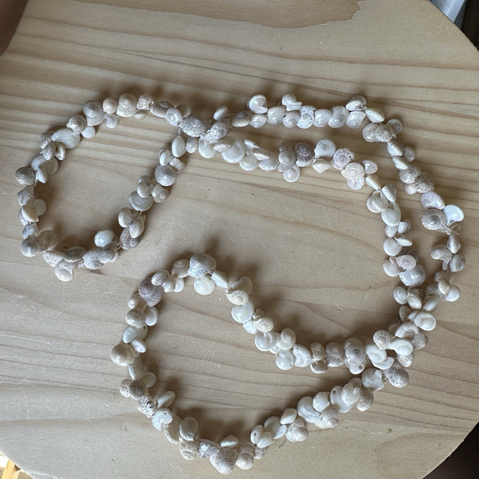 VTG Artisan Seashell Beaded Necklace 32 Inch Nautical Earthy Tropical Boho