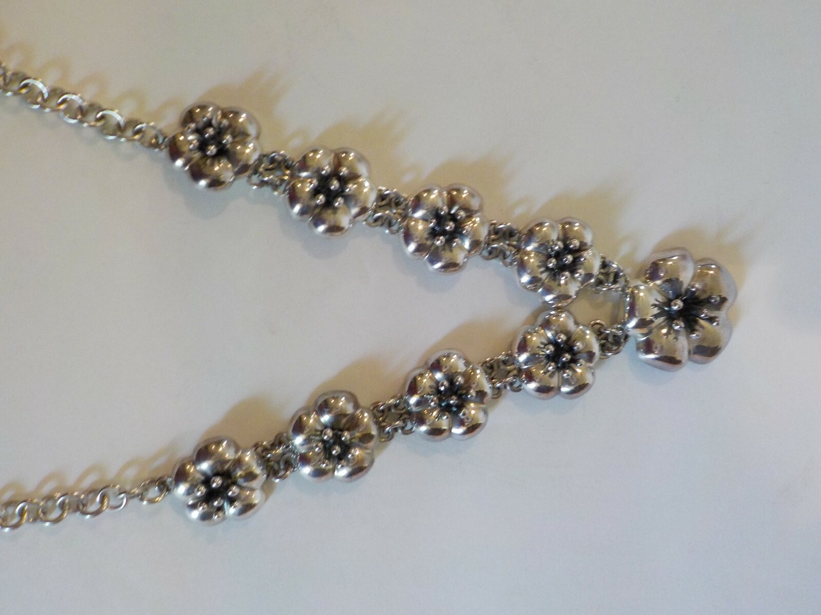 Vintage Mexico CIL Designer Sterling Silver Hibiscus Flower Necklace, 76 grams