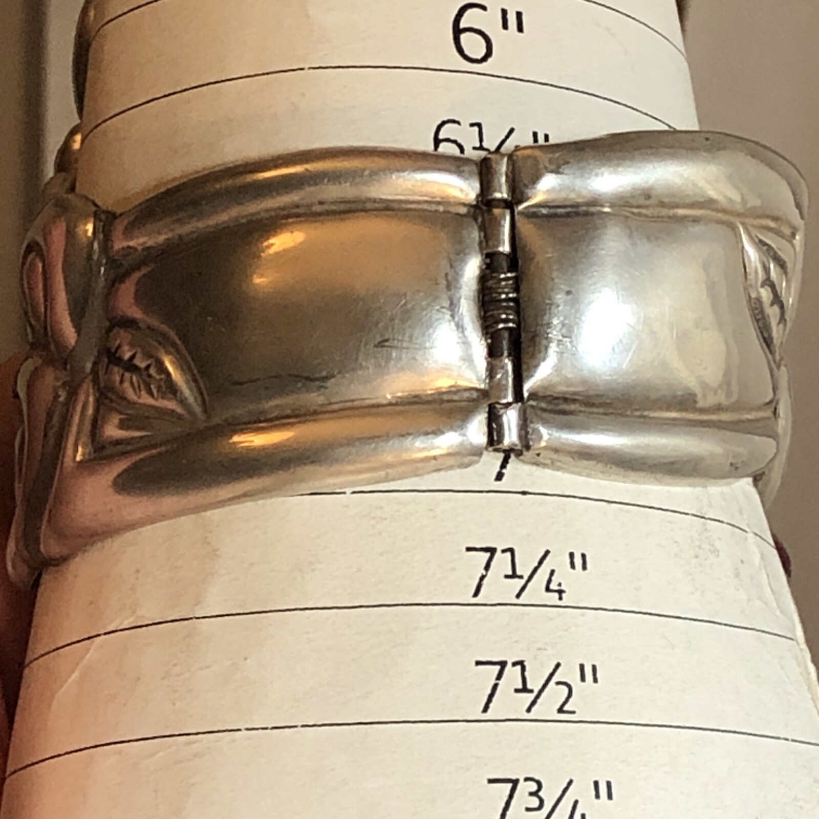 7. Vintage Beto Taxco Sterling Silver 925 Hinged Clamper Cuff Bracelet Mex As Is
