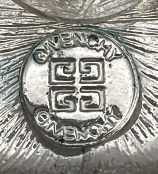 Vintage Givenchy Blue Crystal Intaglio Earrings Signed Designer Silver Tone