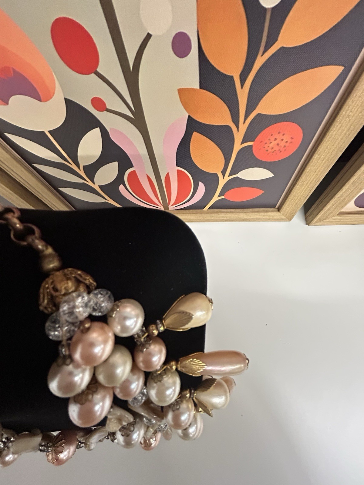 Early Miriam Haskell Large Multi strand Faux Pearl Drop Necklace. So Stunning