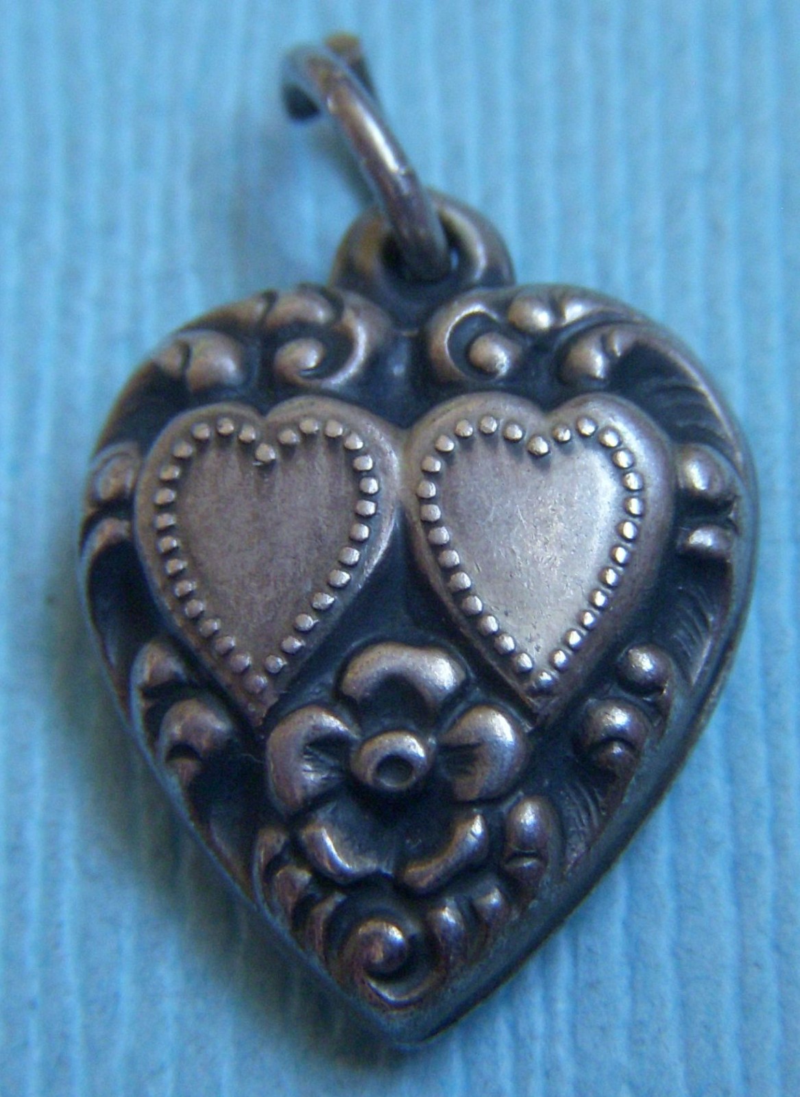 Vintage hearts and flower “Marie” puffy heart sterling charm