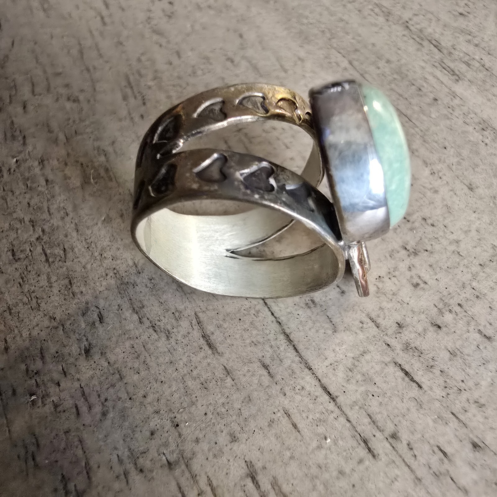 VINTAGE RING Jay King Desert Rose Sterling 2-Tone Turquoise Heart /Size 6 1/2