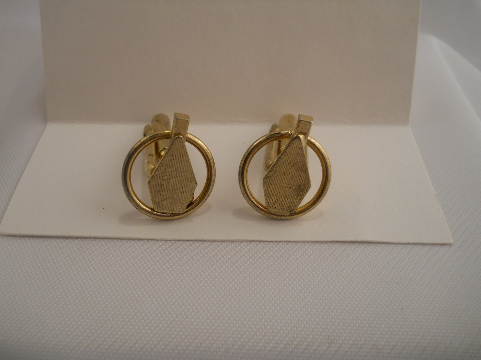 Mens Cufflinks Bowling Pins Circle Brushed Goldtone Vintage 50s Style