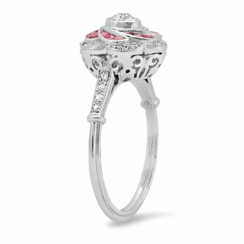 2Ct Art Deco Vintage Style Lab Created Diamond Engagement 14K White Gold FN Ring