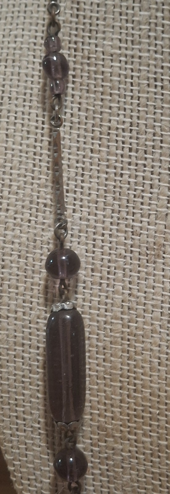 Vintage Amethyst Purple Glass Festoon Necklace Art Deco Czech Style