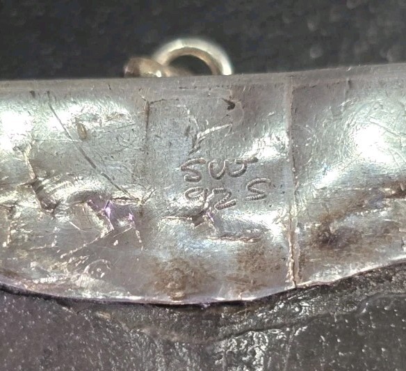 Vintage Mid-Century Brutalist Sterling Silver Fossil Shark Tooth Pendant