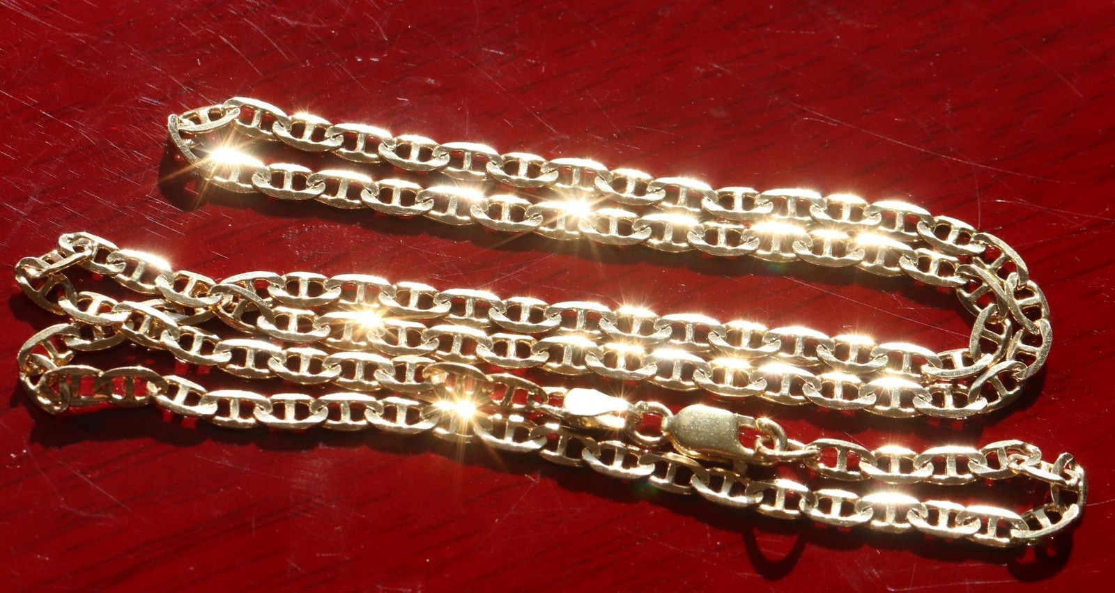 14k yellow gold necklace 19.5″ anchor / mariner link chain vintage 7.67gr N3502