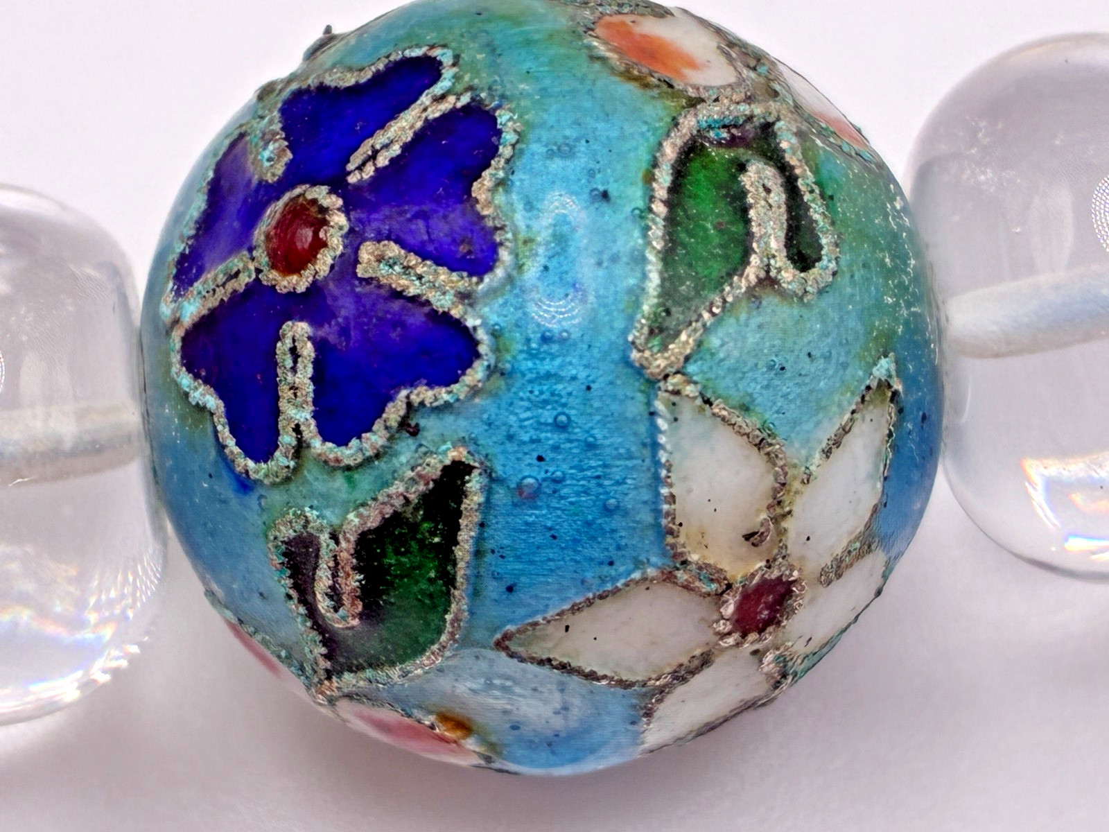 Amazing Chinese Enamel Silver Cloisonne Amethyst Turquoise Blue Agate Necklace